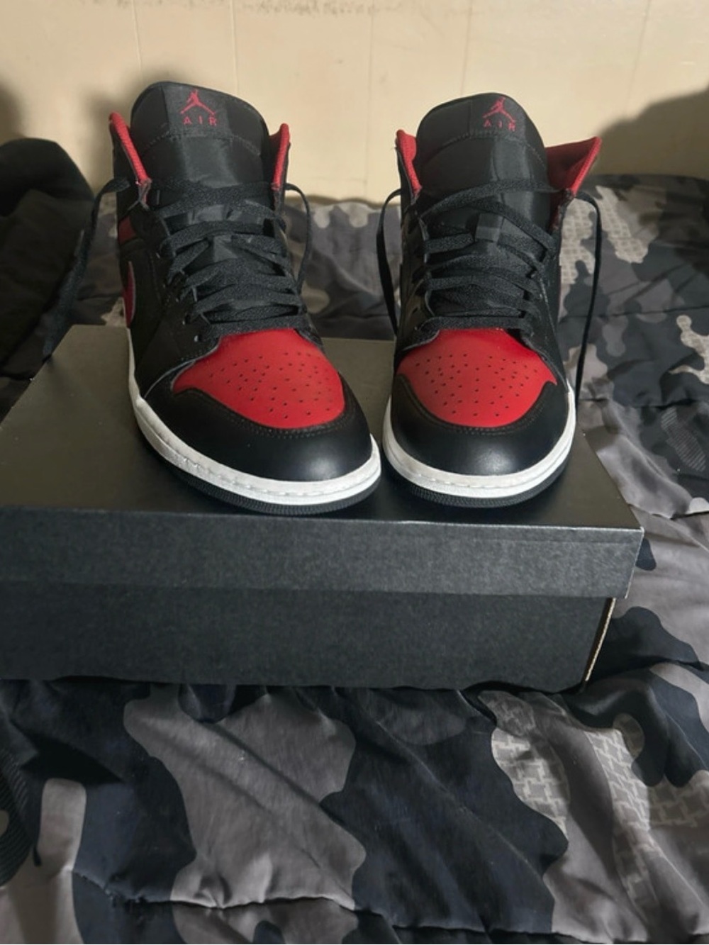 Jordan Men’s High-Top Sneakers in Black and Red